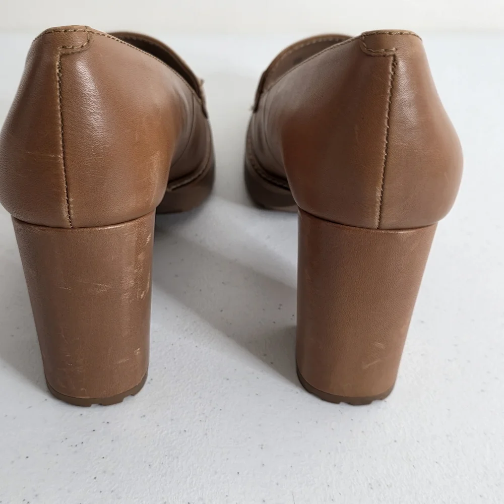 Naturalizer Callie-Moc Leather Loafers Size 8 High Heel Lug Sole Slip-on Shoes - Picture 12 of 16